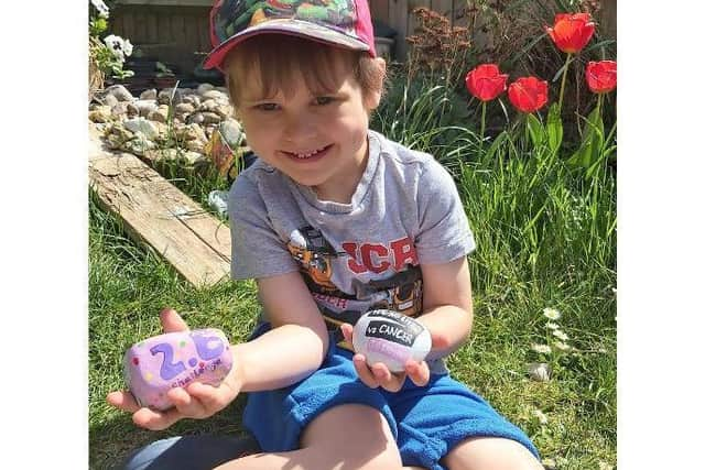 EmmettOFarrell with some of his painted rocks