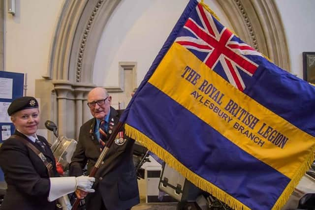 Standard bearer Kim Henly with Aylesbury branch President Alderman Ray James