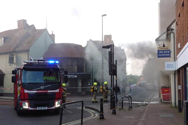 The blaze threatened to spread down the High Street