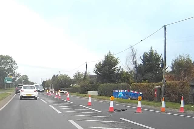 Dash cam footage shows no works going on as temporary lights cause delays over 30 mins on the Wendover Road alone