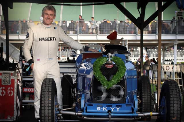 James Wood pictured after finishing third in Goodwood's Earl Howe Trophy driving Nick Mason's Bugatti Type 35B (Photos courtesy of Philip Harbord)