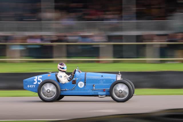 James Wood on track inoodwood's Earl Howe Trophy driving Nick Mason's Bugatti Type 35B (Photos courtesy of Philip Harbord)