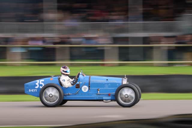 James Wood on track inoodwood's Earl Howe Trophy driving Nick Mason's Bugatti Type 35B  (Photos courtesy of Philip Harbord)