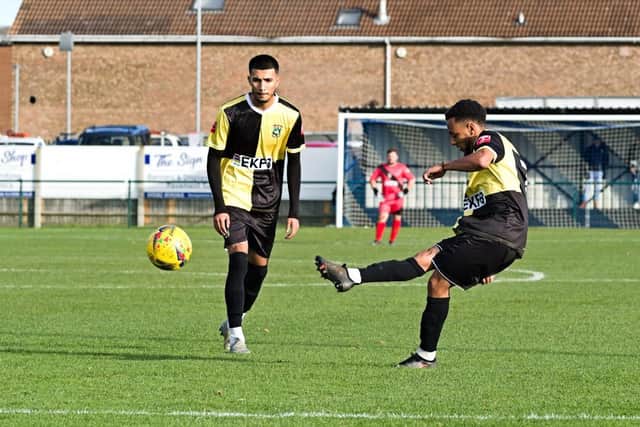 Max Hercules scored both goals in Aylesbury United's win  (Picture by Mike Snell)