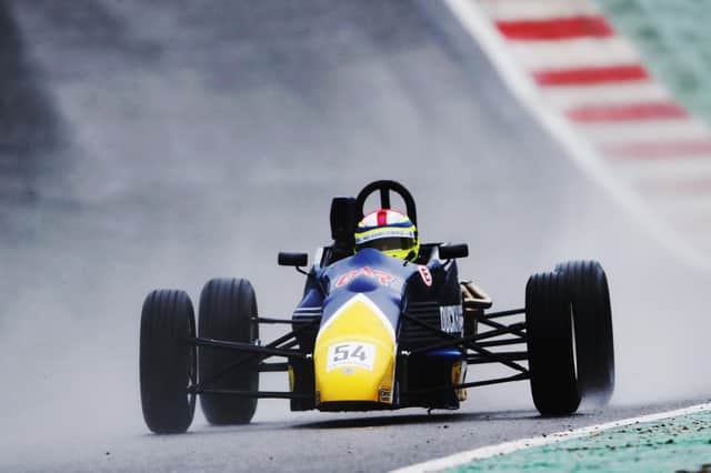 FESTIVAL CELEBRATIONS: Lewis Fox pictured during last weekend's 50th anniversary Formula Ford Festival at Brands Hatch