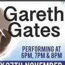 Former Dancing on Ice start Gareth Gates is performing live this weekend (27/11)