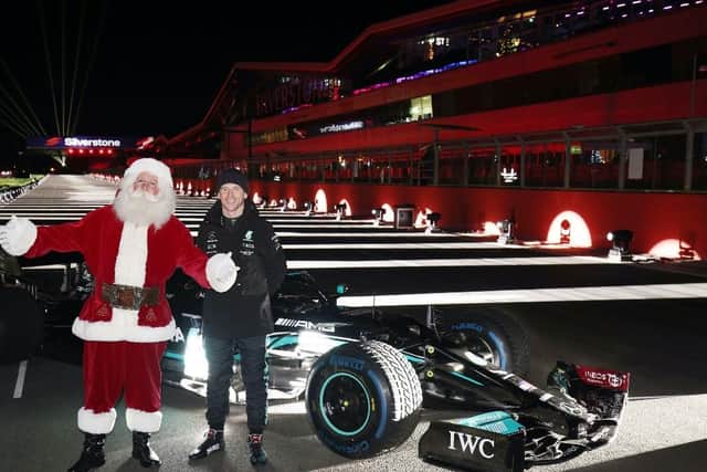 Anthony Davidson met Santa after formerly opening the festive specactular  in his World Championship winning Mercedes-AMG Petronas W10 Formula 1 car