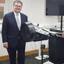 MP Iain Stewart with Prof Harin Sellahewa of University of Buckingham