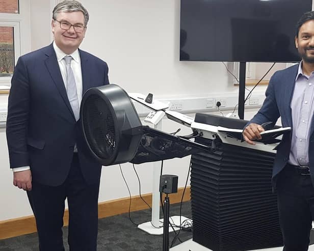 MP Iain Stewart with Prof Harin Sellahewa of University of Buckingham