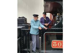 Helen Steele, aged 94, visits the driver's cab