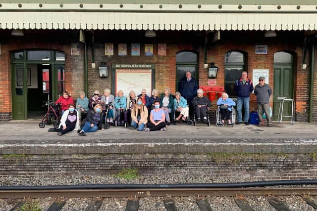 Residents on the station platform at the heritage centre