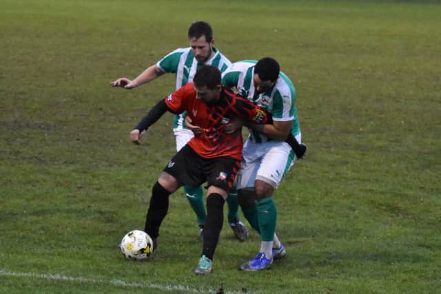 Chris Stapleton scored for Aylesbury Vale Dynamos against MK Irish PICTURES BY IAIN WILLCOCKS