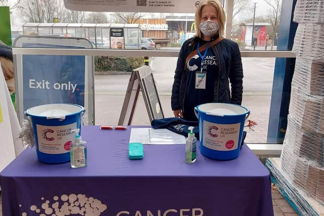 Linda Woodham collecting at Tesco Buckingha