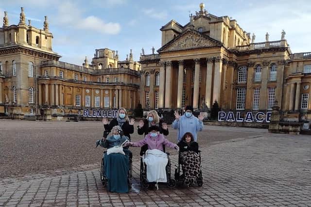Residents and staff outside Blenheim Palace