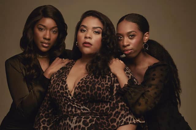 Natalie Kassanga, Nicole Raquel Dennis and Paige Peddie star in Dreamgirls. Photo: Matt Crockett