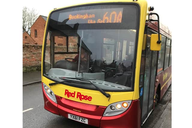 The first bus on the new route via Great Horwood