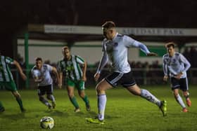 Hat-trick hero Marcus Mealing against Holmer Green (Picture by Charlie Carter)