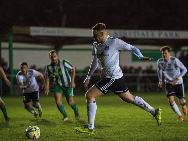 Hat-trick hero Marcus Mealing against Holmer Green (Picture by Charlie Carter)