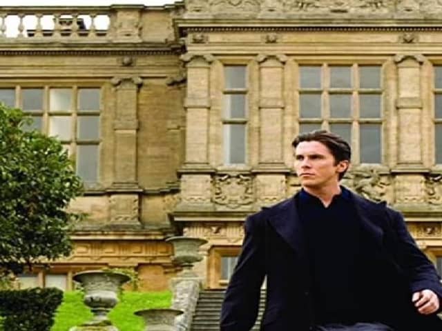 Christian Bale outside Mentmore Towers in Batman Begins