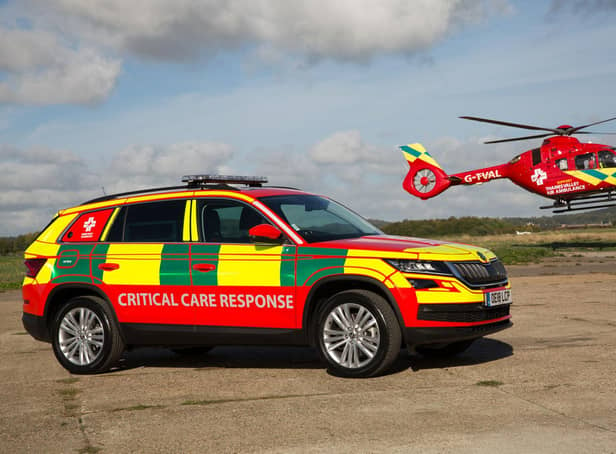 The helicopter and one of the charity's Critical Care Response cars