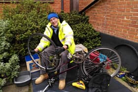 Bicycle repairs at the St Laurence Repair Cafe