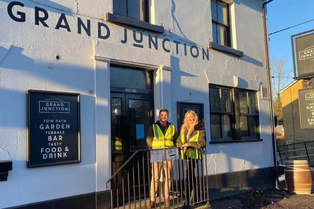 Joycelyn Neve, MD of the Seafood Pub division of The Oakman Group, and Eamonn Borg-Neal visiting the Grand Junction Arms in Bulbourne which will re-open in March