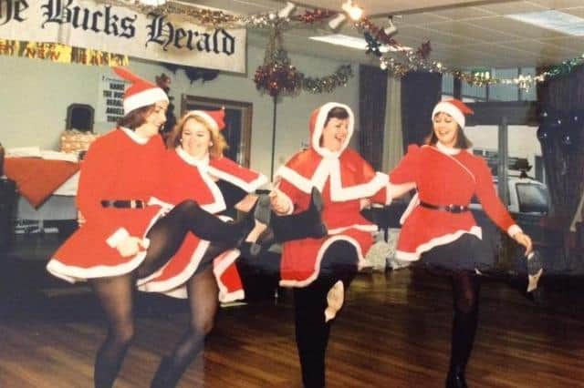 Yvonne and friends at a Bucks Herald Christmas event in the early 2000s