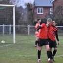 Scorer Jake Baldwin is congratulated by Chris Stapleton