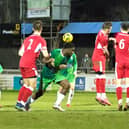 David Ozobia came closest to scoring for Aylesbury United with a freekick against Wantage Town  (Picture by Mike Snell)
