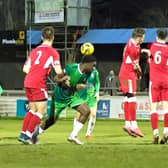 David Ozobia came closest to scoring for Aylesbury United with a freekick against Wantage Town  (Picture by Mike Snell)