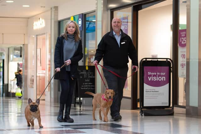 Friars Square centre manager Andy Margieson, Stevie, Pandora manager Mia Lewis and Bruce