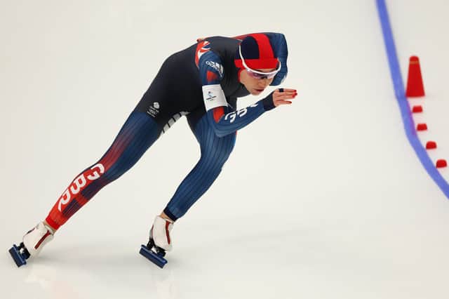 Ellia Smeding competing in the long track 1500m in the Winter Olympic Games in Beijing  (Picture Getty Images)