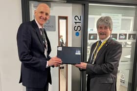 RLS headteacher David Hudson, left, and ek robotics operations director Mike Burke