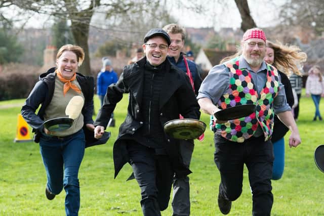 The Buckingham Pancake Race in 2020