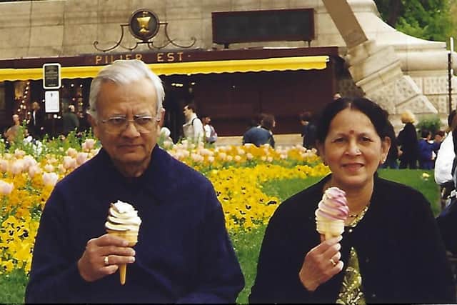 Mr and Mrs Shah enjoy an ice cream together during some rare time off