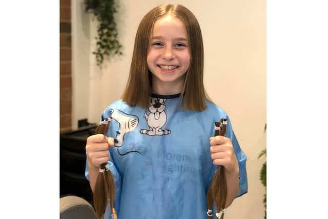 Evie Rogers has raised £1,300 for the Florence Nightingale Hospice Charity from a sponsored haircut