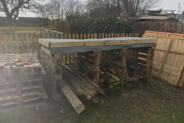 Timber storage in the outdoor learning area