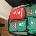 First Aid packs going to Ukraine, photo from Help Ukraine BAMK (Bedford, Aylesbury, Milton Keynes)