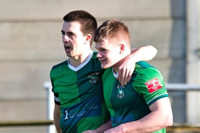 Celebrating Harry Scott's goal against AFC Dunstable