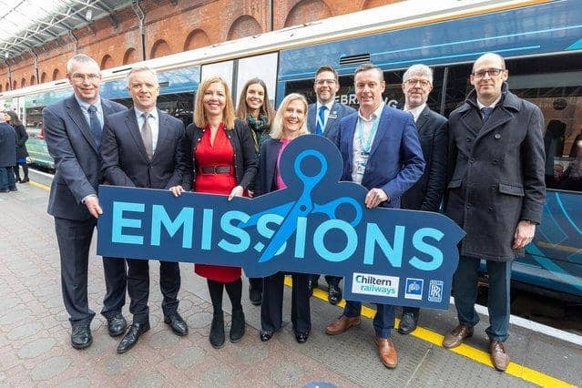 Aylesbury MP Rob Butler at London Marylebone station for unveiling of new hybrid train last month