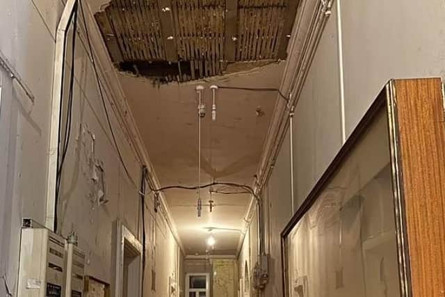 The rotting interior of Mentmore Towers, photo from @places_forgotten