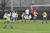 Bobby Swain makes a save the Under 14s cup final