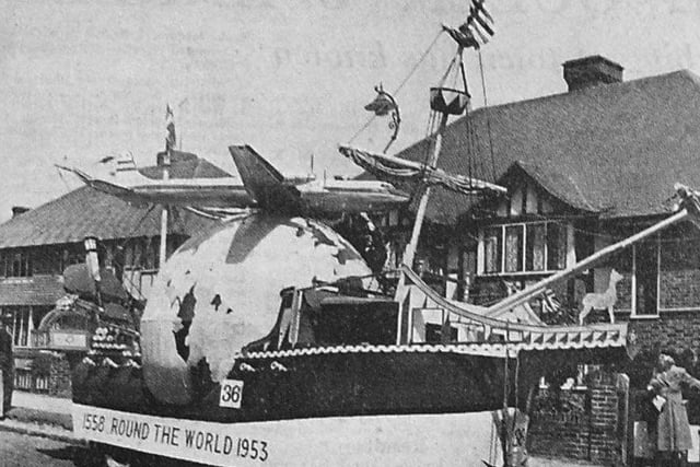 The police entry, Round the World from 1558 to 1953, won first prize for the most original tableau
