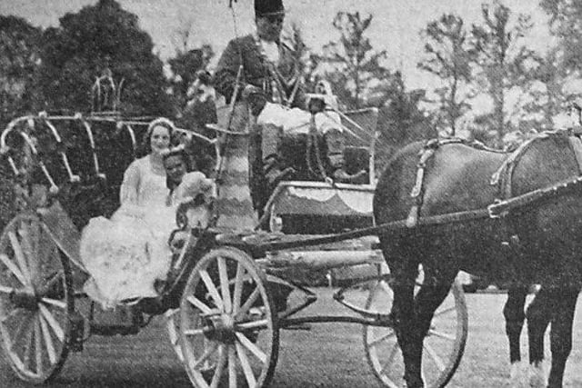 Miss Sheila January was Worthing's Coronation princess for the procession and Mr Jack Willings handled the horses