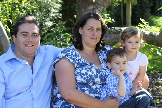 Mark with his wife Karen and the twins, Matthew and Katie, photo from Brain Tumour Research