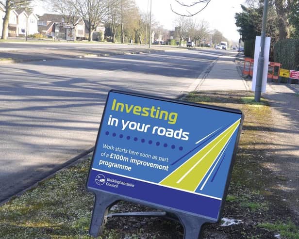 Bucks Council roadworks sign