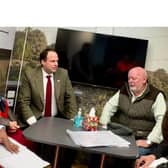From left: Rohan Perin, Buckingham West councillor Caroline Cornell, Greg Smith, Cllr Patrick Fealey, (chair of the North Bucks Area Planning Committee), Cllr Andrew Green (Turweston Parish Council), Maddelyn Sutton (Head of Engagement, HS2 Ltd), Chris James (Senior Engagement Manger with HS2 construction partner EKFB)