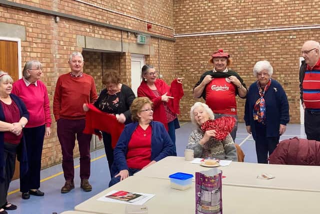 Grenville Oddfellows members Wear it Red for a British Heart Foundation fundraiser