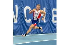 Paul Canning competing in the European Masters Indoor Championships (Picture by Ian Foster #ormskirkcameraclub)
