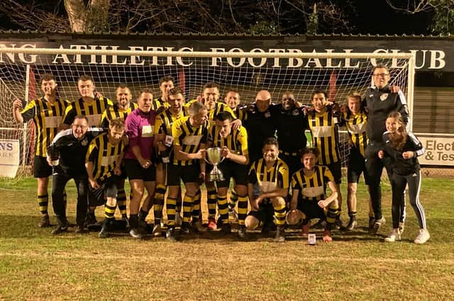 Great Missenden celebrate winning the Marsworth Senior Cup